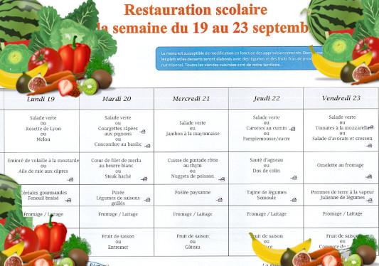 menu du 19 au 23 septembre